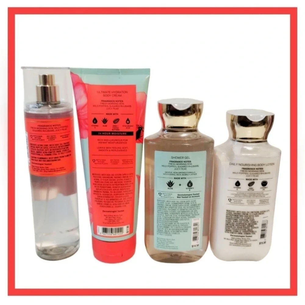 RARE Bath &‎ Body Works Womens POPPY 4pcs Full size Bundle Aroma Skin Care